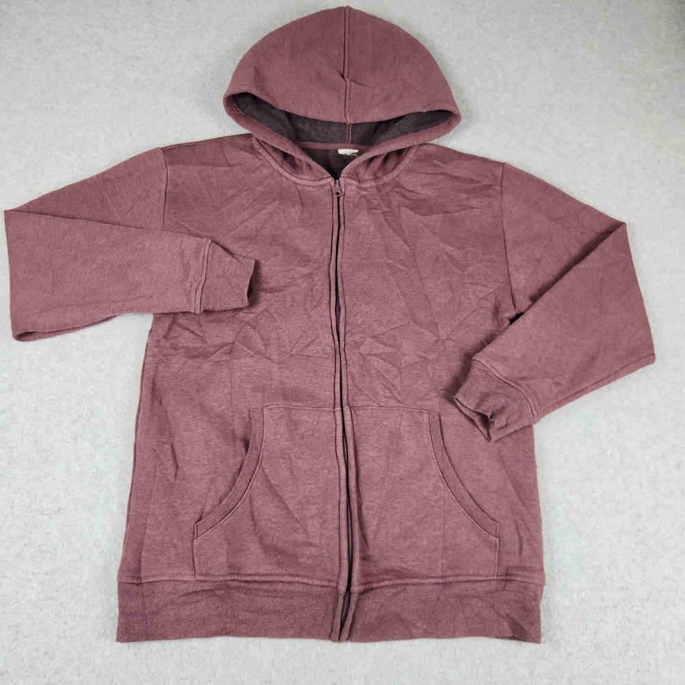 Danskin Hoodie Womens Medium Burgundy Heathered Fleece Lined Casual Full Zip